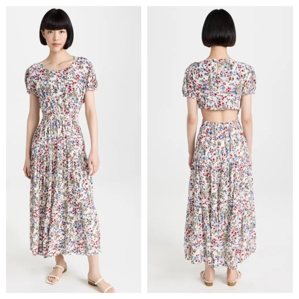 Sokie Collective NWT Peek-a-Boo Dress in White Floral size XL